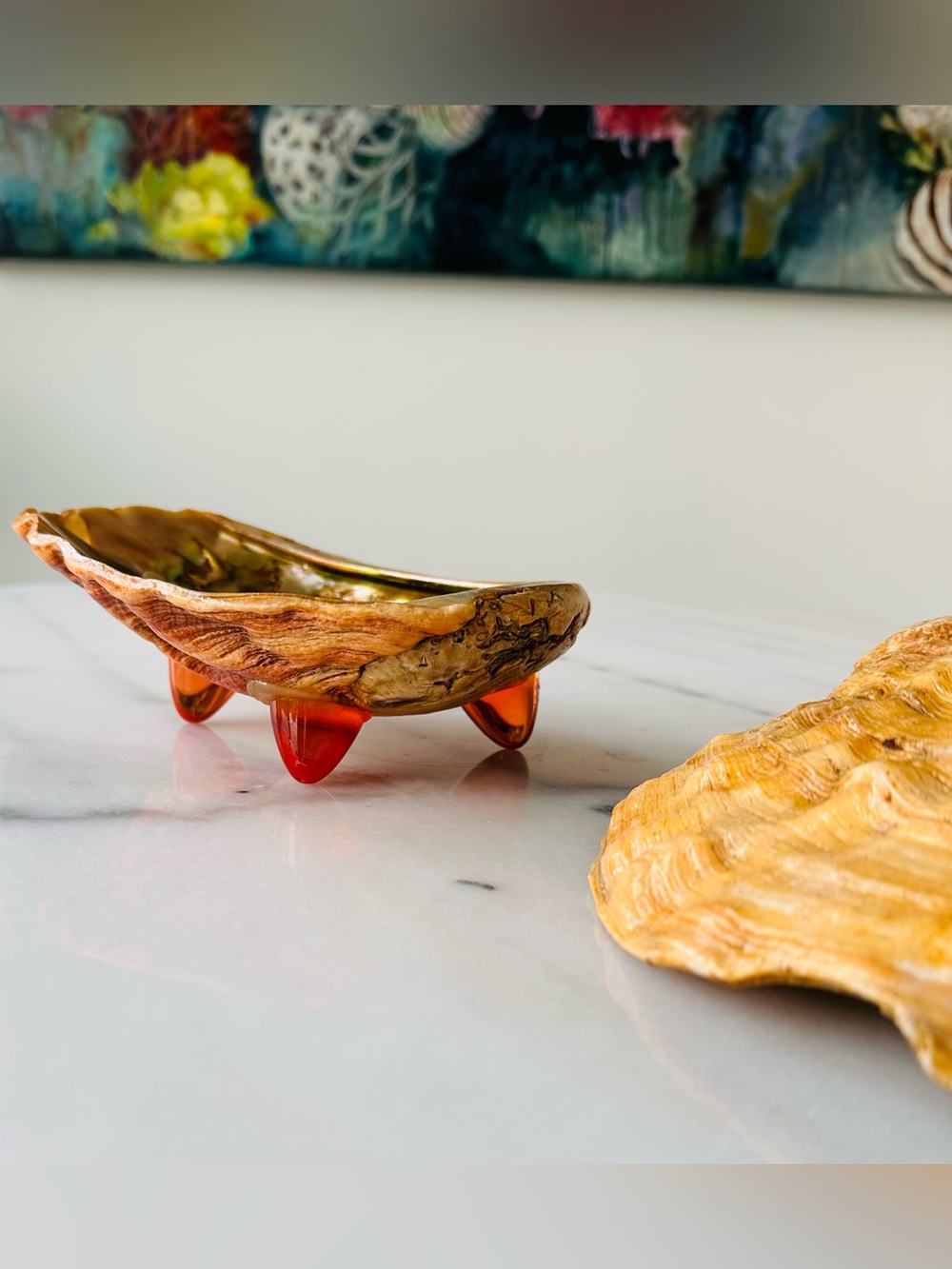 Vintage Large Red Abalone Shell Dishes